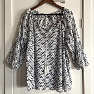 Chaps Loose fit drawstring blouse long sleeve